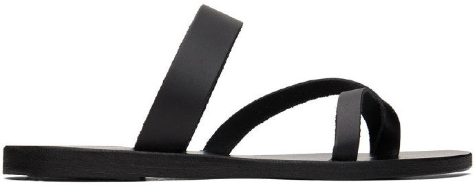 Ancient Greek Sandals Black Daphnae Sandals