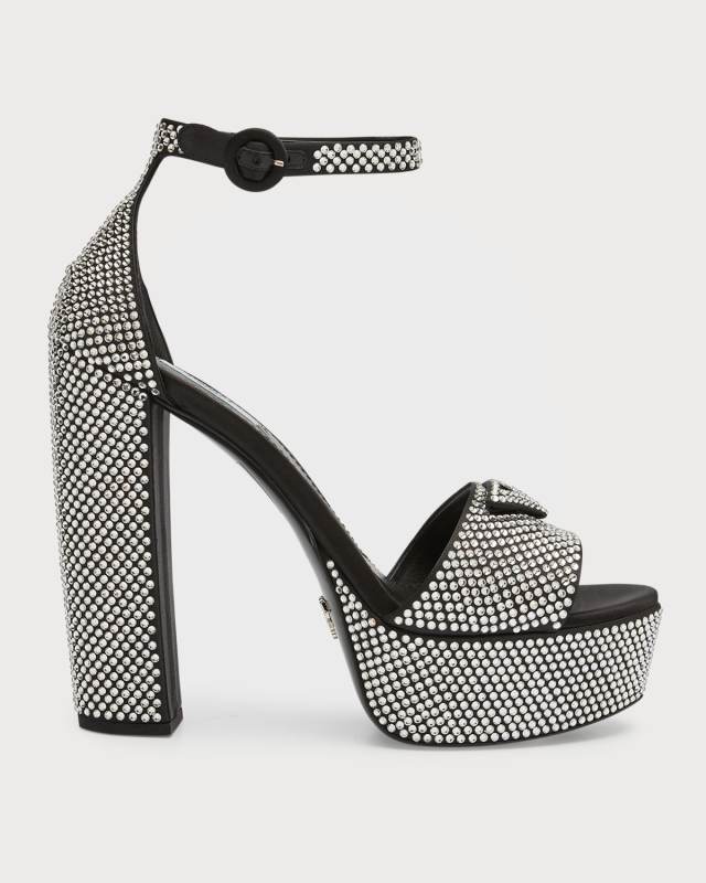 Crystal Ankle-Strap Platform Sandals