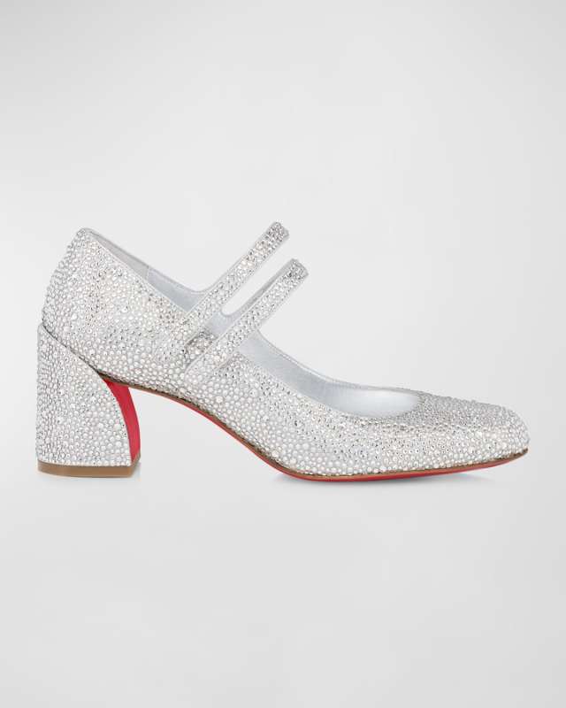 Miss Jane Crystal Red Sole Double-Buckle Pumps