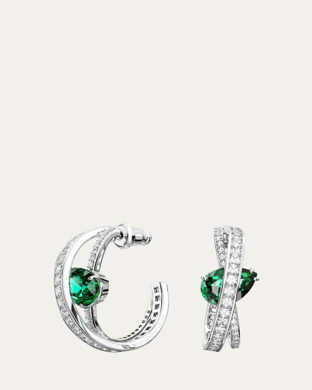 Hyperbola Rhodium-Plated Mix-Cut Crystal Hoop Earrings