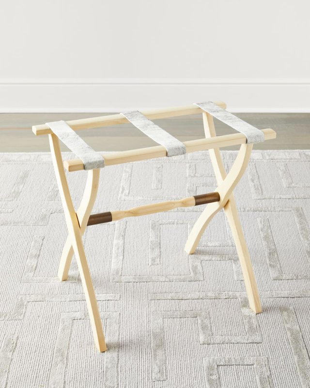 Wood Contour Leg Luggage Rack with Metal Accents