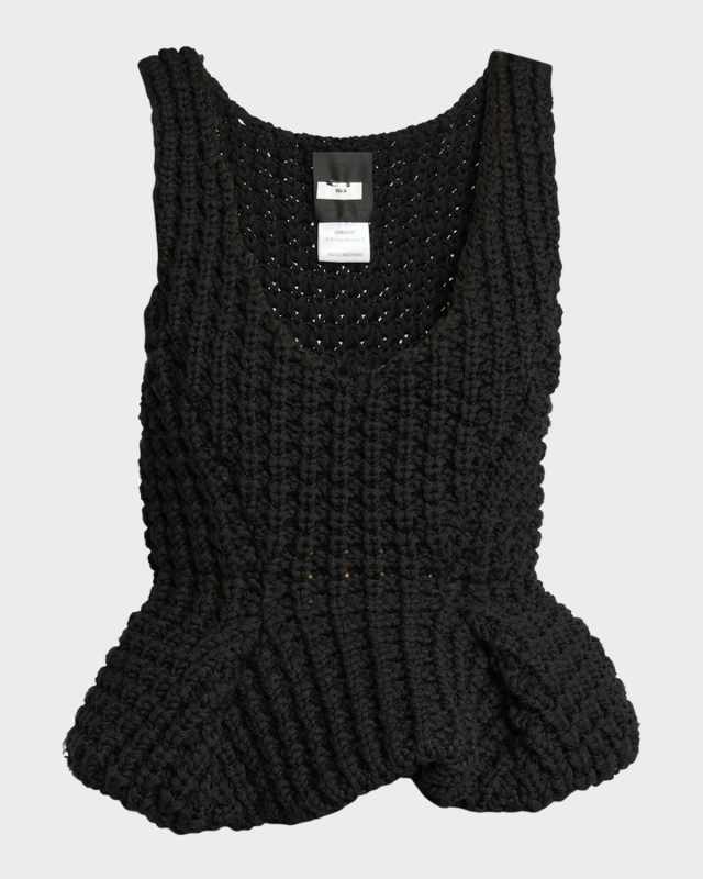 Sleeveless Knit Peplum Tank Top