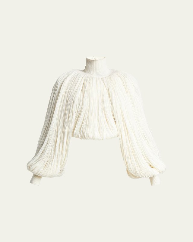 Turtleneck Long-Sleeve Fringe Sweater
