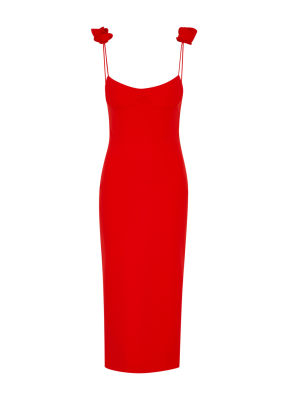 MAGDA BUTRYM Floral-appliquéd stretch-crepe midi dress