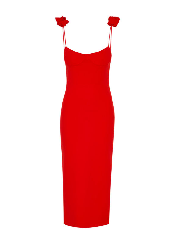 MAGDA BUTRYM Floral-appliquéd stretch-crepe midi dress