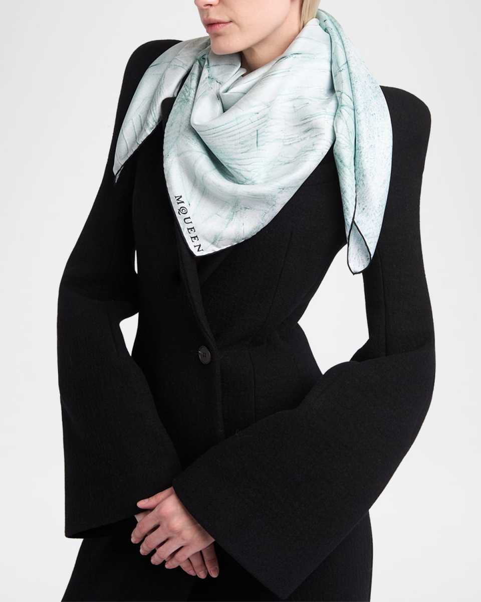 Smashed Glass-Print Silk Scarf