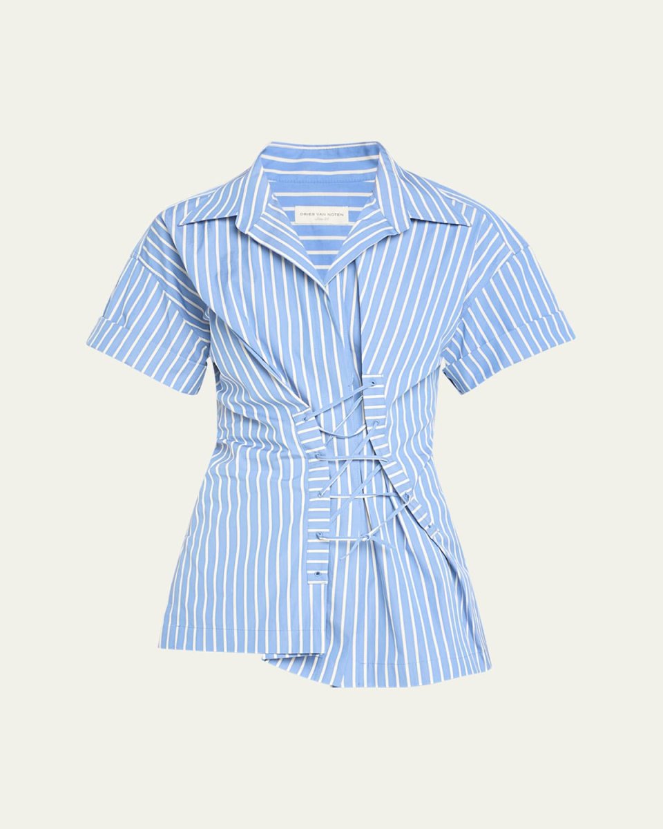 Click Stripe Lace-Up Shirt