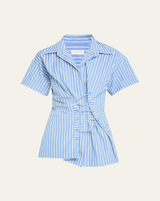 Click Stripe Lace-Up Shirt