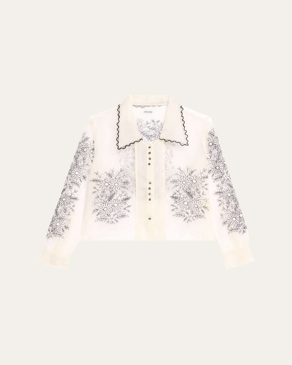 Penny Geometric Floral Silk Top