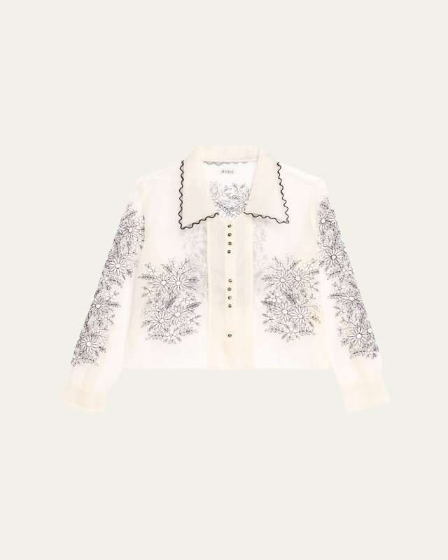 Penny Geometric Floral Silk Top