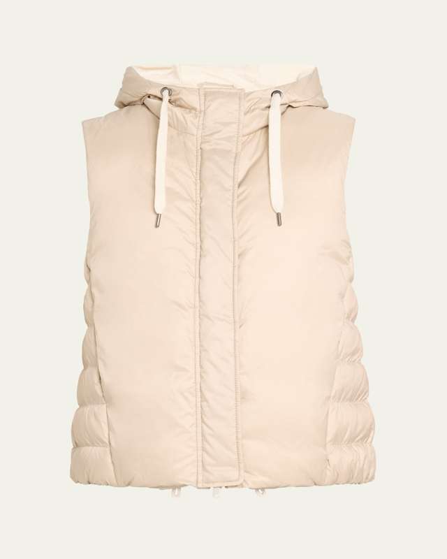 Hooded Drawstring Nylon Vest