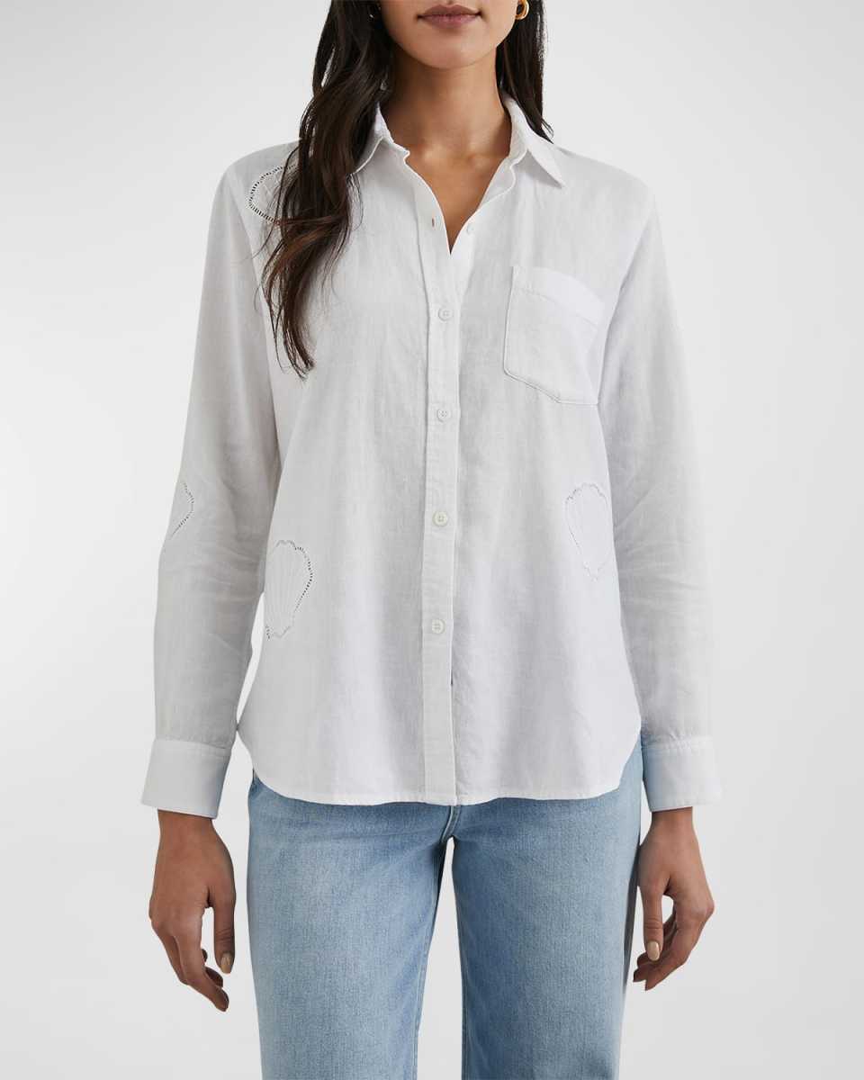 Charli Seashell Cutout Button-Front Shirt