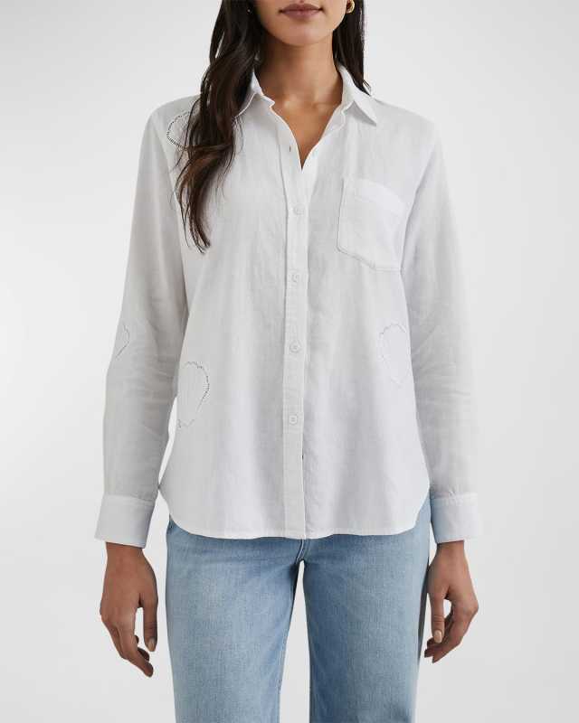 Charli Seashell Cutout Button-Front Shirt