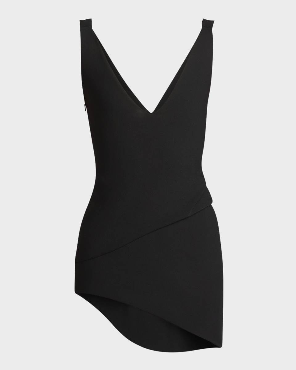 V-Neck Asymmetric Mini Dress