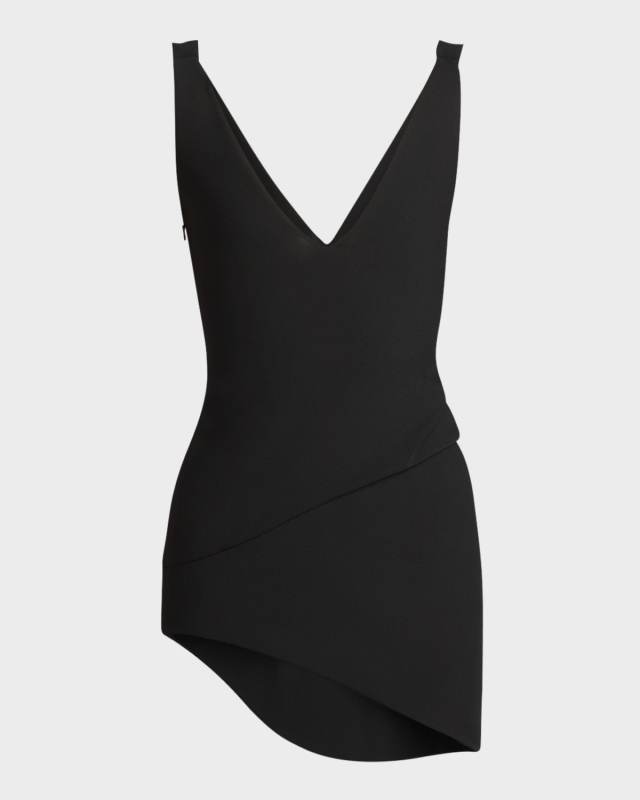 V-Neck Asymmetric Mini Dress