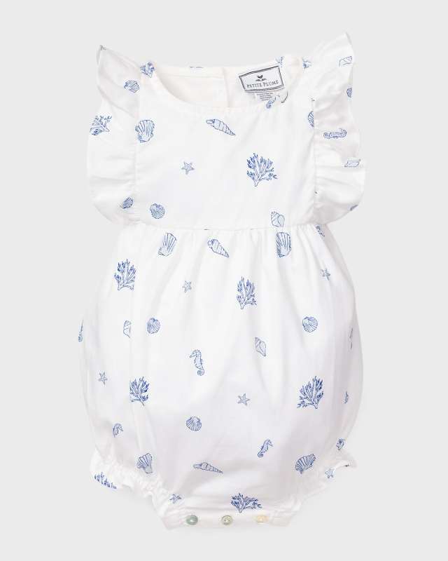 Girl's Suffolk Seashells Bubble Romper, Size Newborn-24M