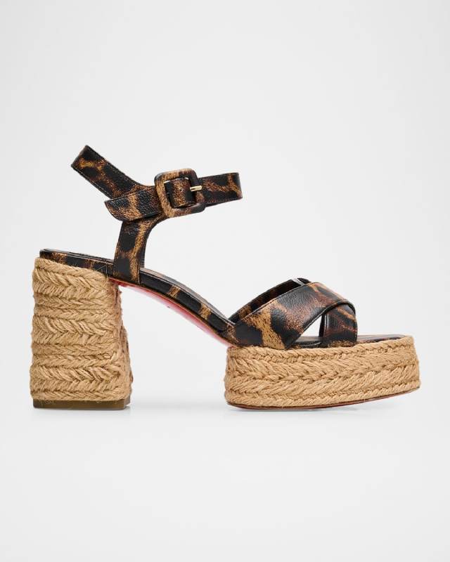 Leopard Red Sole Espadrille Sandals
