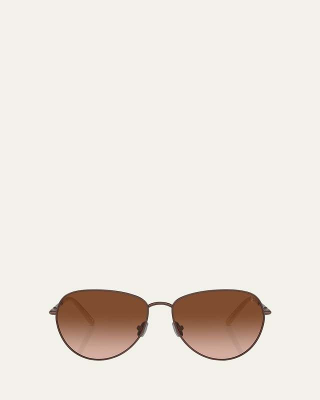 Oversized Titanium & Plastic Aviator Sunglasses