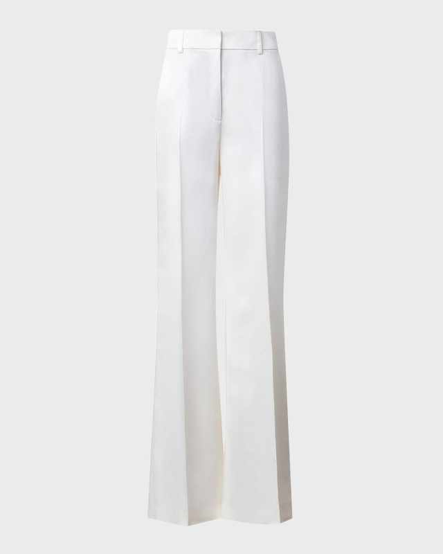 Florine Wool Satin Wide-Leg Pants