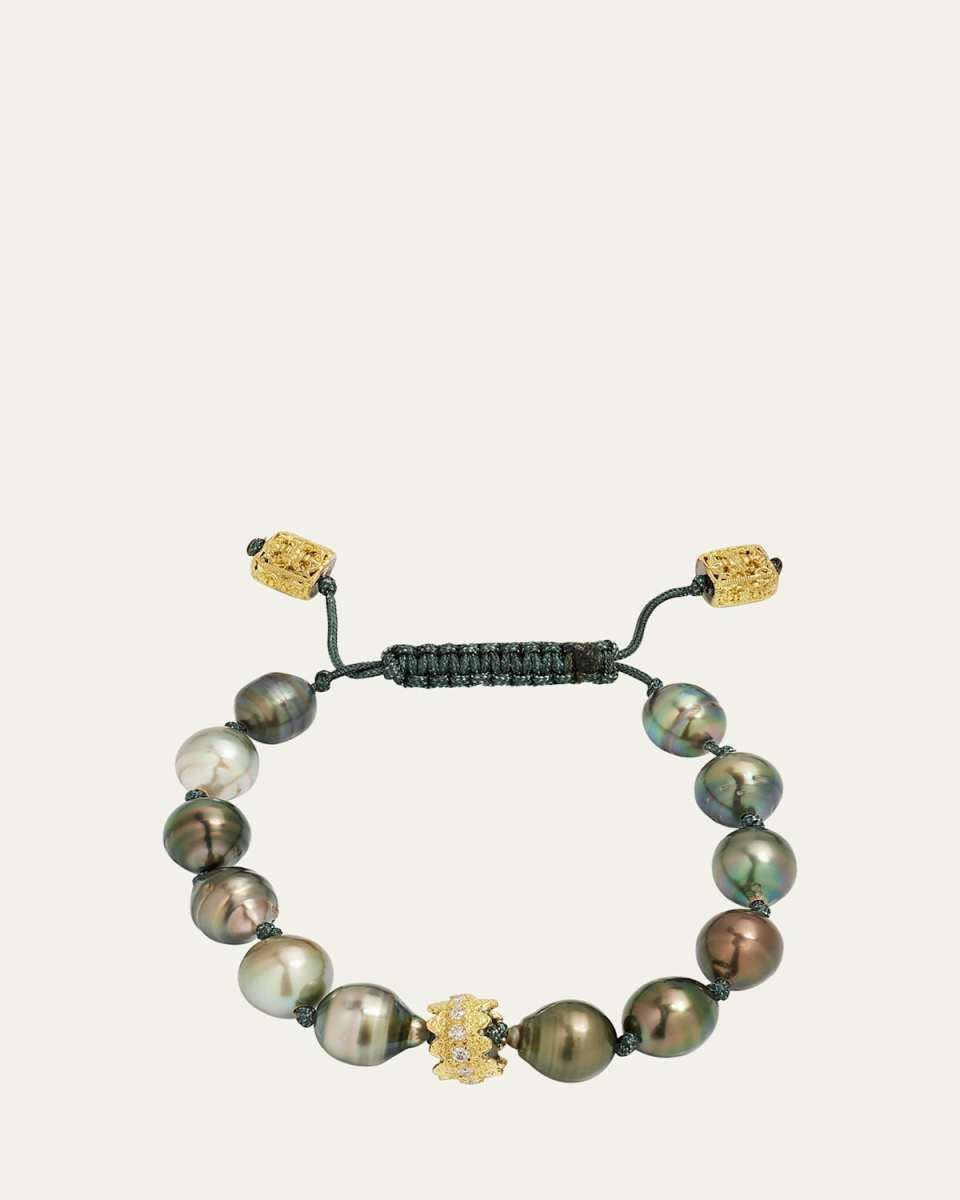 10mm Tahitian Pearls and Diamond Crivelli Station Bracelet