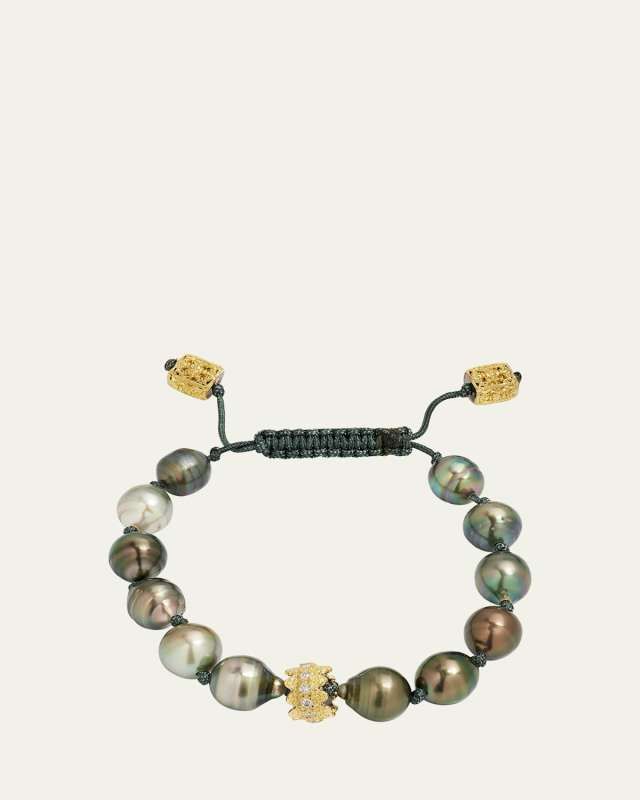 10mm Tahitian Pearls and Diamond Crivelli Station Bracelet