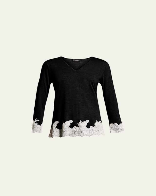 Shangri La Luxe Lace-Trim Pajama Set
