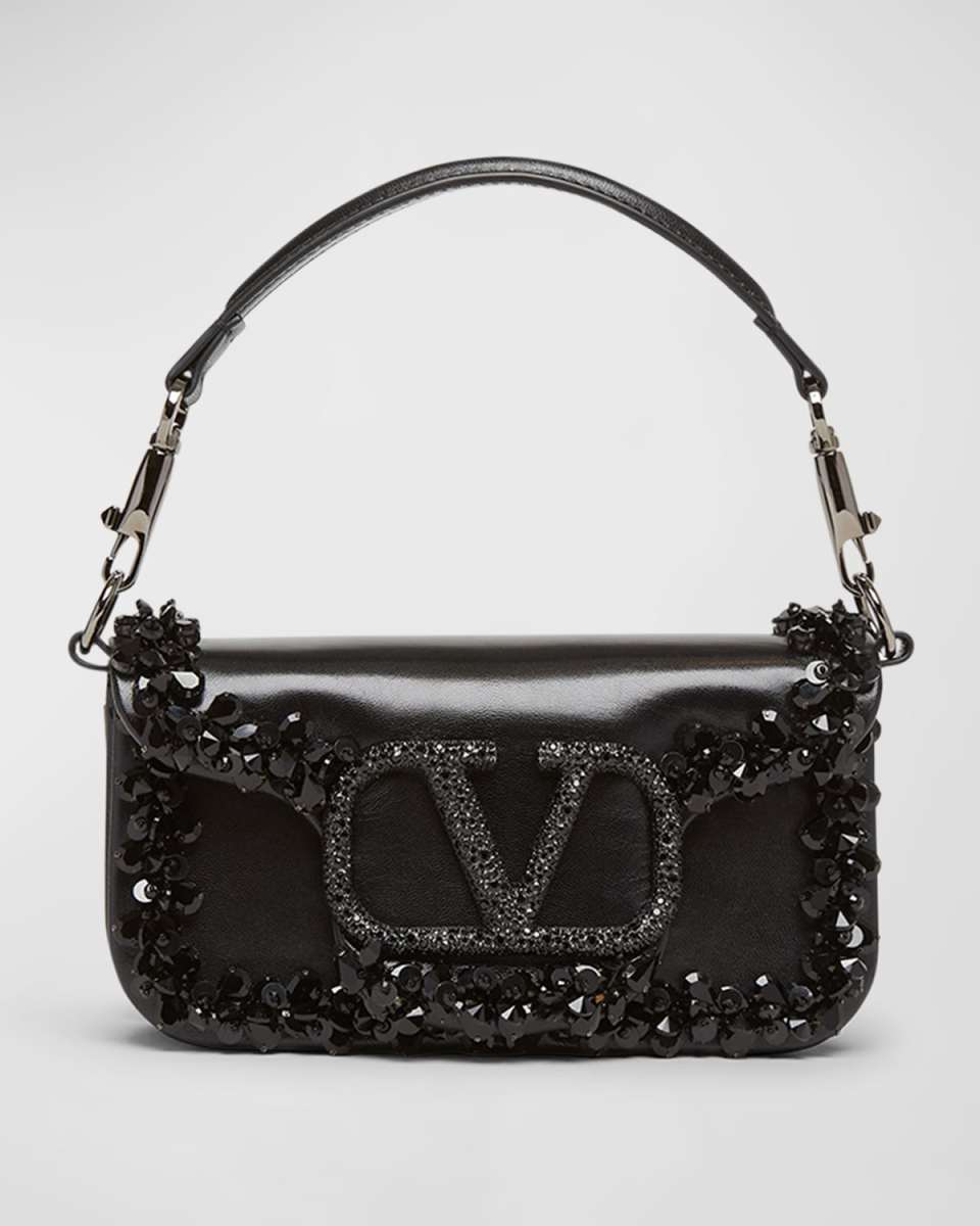 Loco Small VLOGO Flower Embellished Shoulder Bag