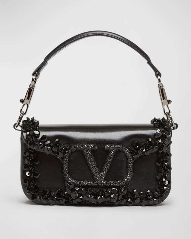 Loco Small VLOGO Flower Embellished Shoulder Bag
