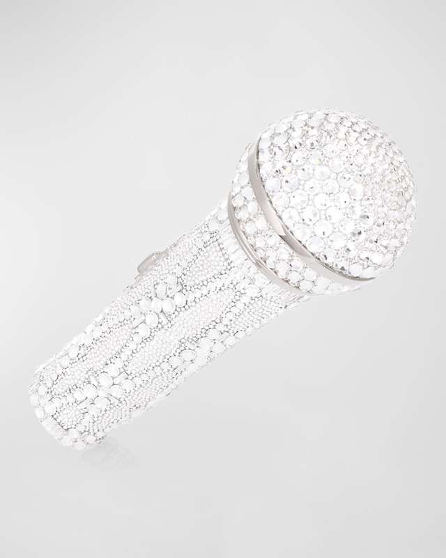 Microphone Crystal Clutch Bag with Chain Strap