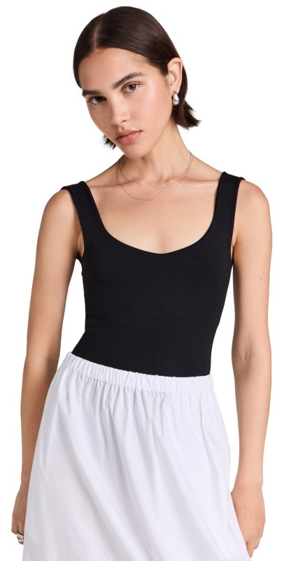 Free People Clean Lines Thong Bodysuit Black
