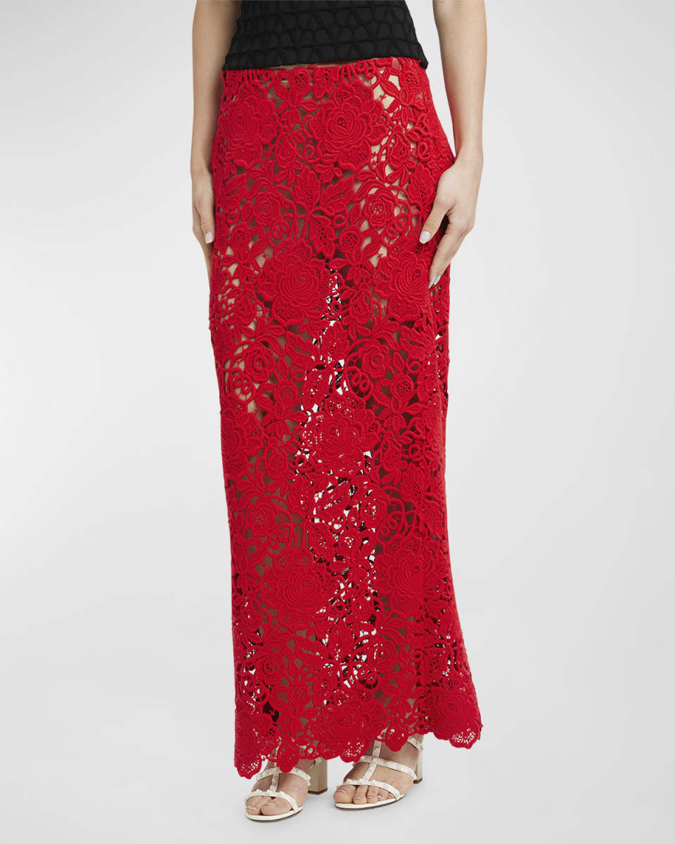 Floral Lace Sheer Maxi Skirt