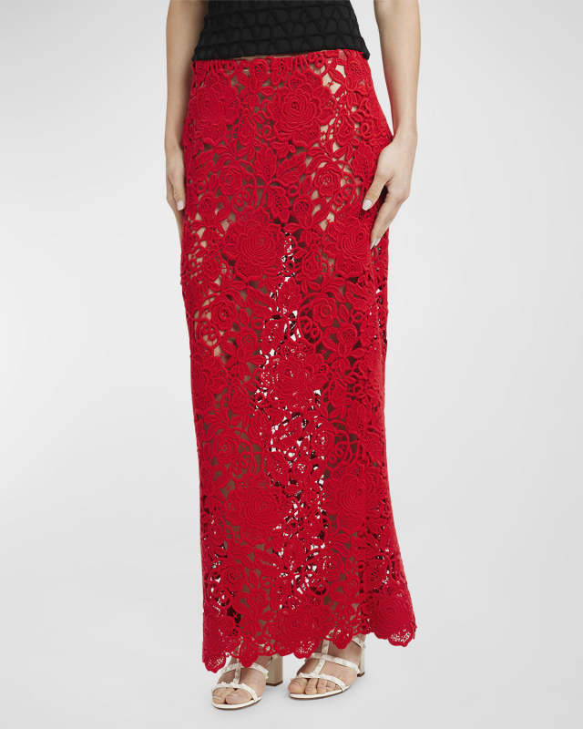 Floral Lace Sheer Maxi Skirt