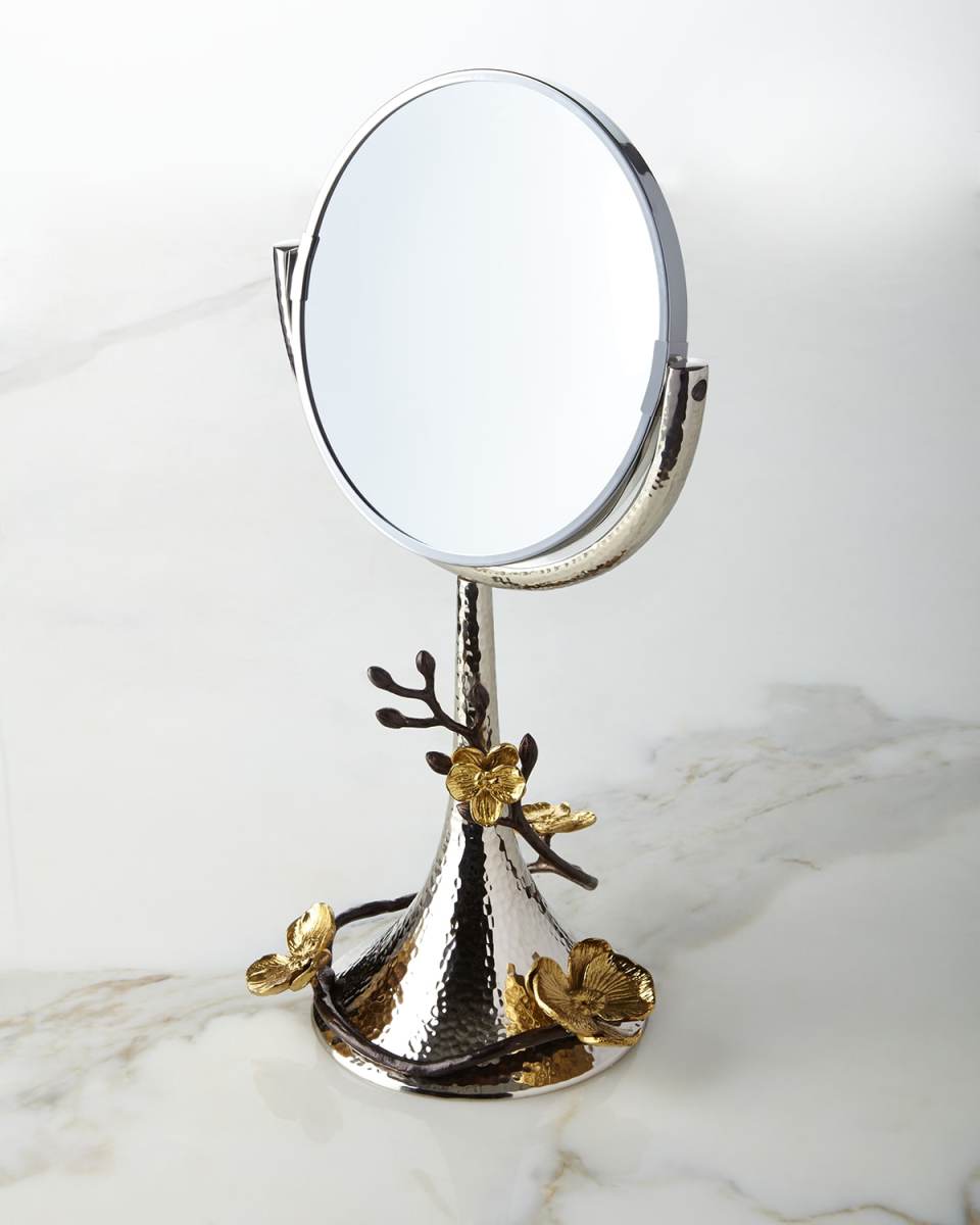 Gold Orchid Vanity Mirror