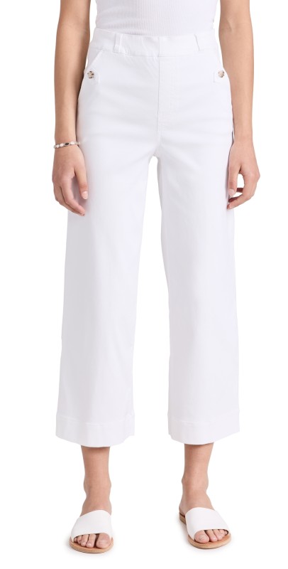 SPANX Stretch Twill Cropped Wide Leg Bright White