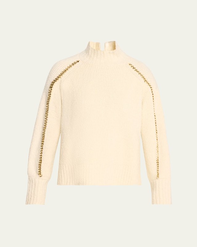 Chain-Trim Turtleneck Sweater
