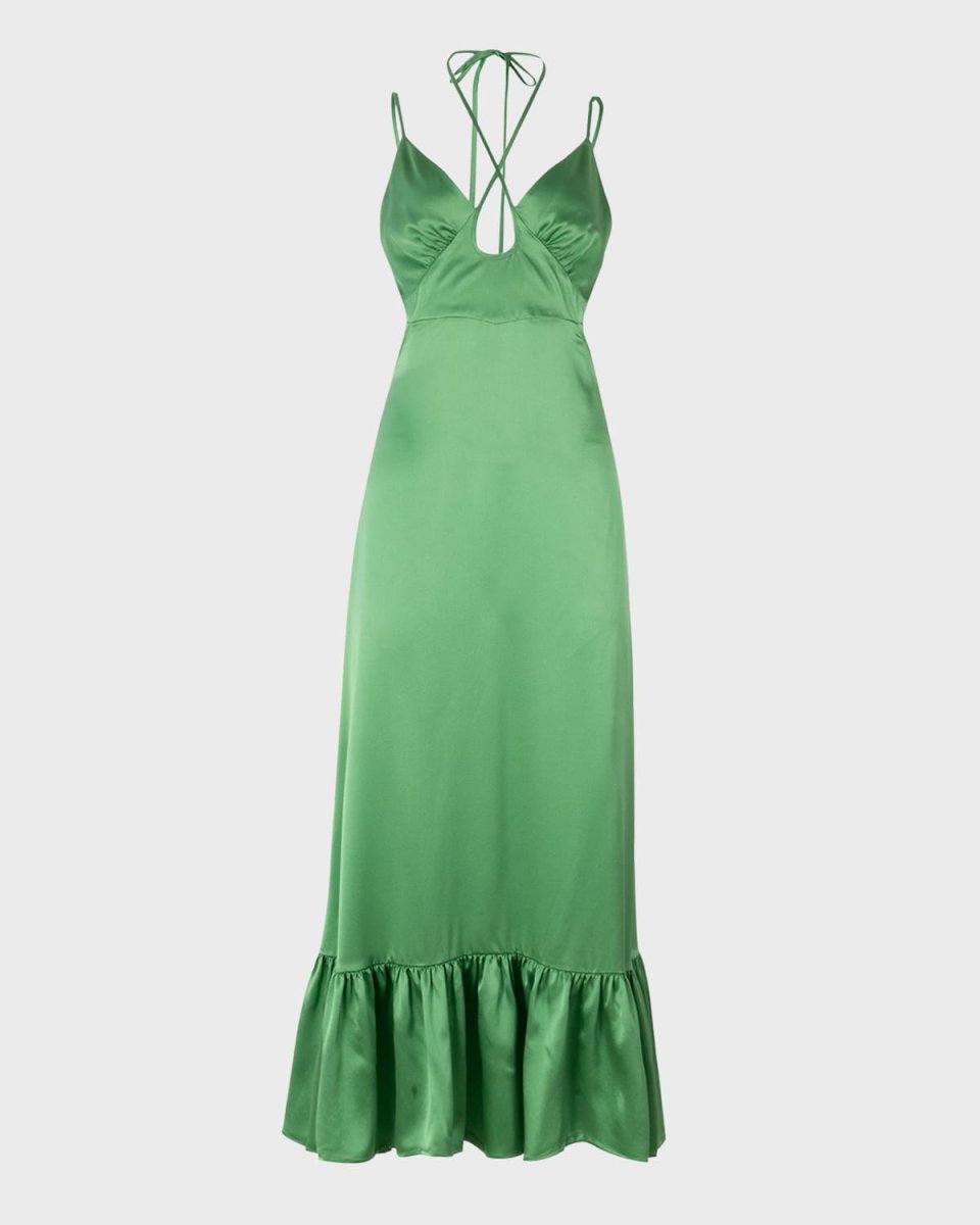 Kathleen Silk Tie Keyhole Maxi Dress