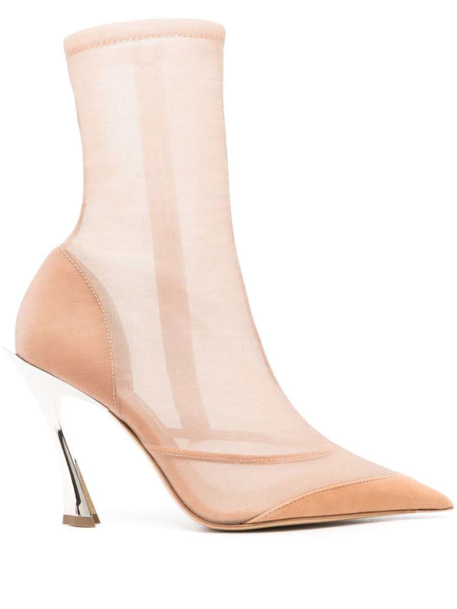100mm semi-sheer ankles boots