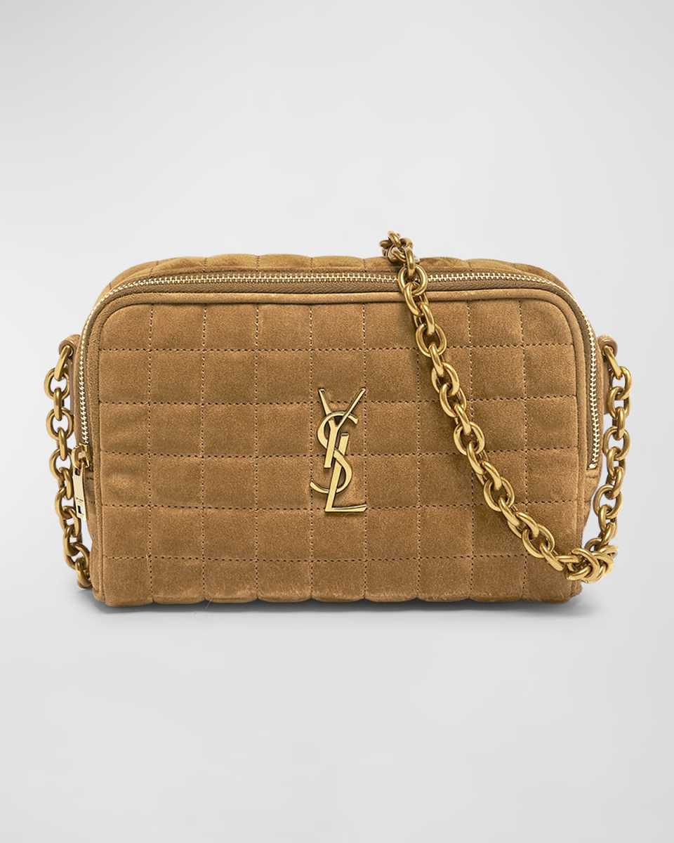 Mini YSL Camera Crossbody Bag in Quilted Suede