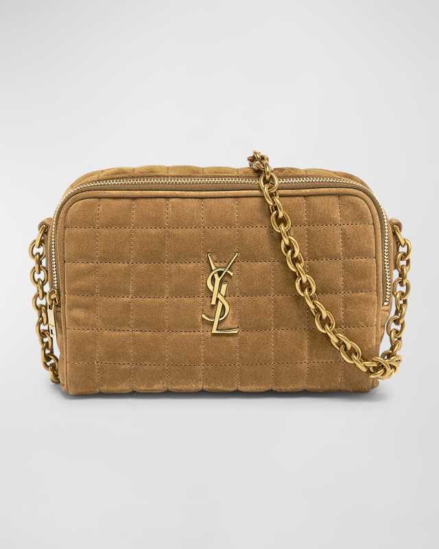 Mini YSL Camera Crossbody Bag in Quilted Suede