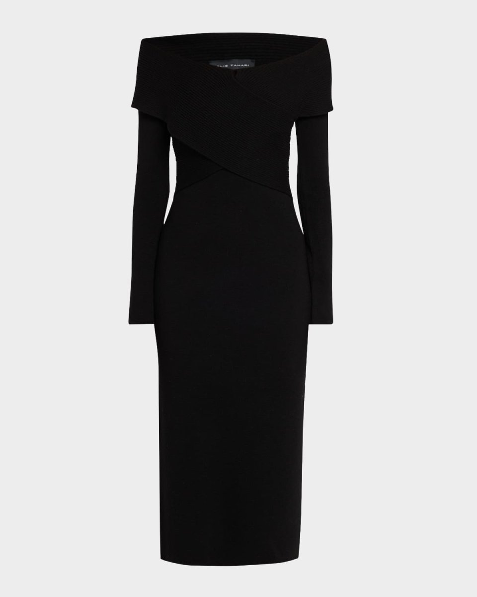 The Rowan Off-Shoulder Midi Sweater Dress