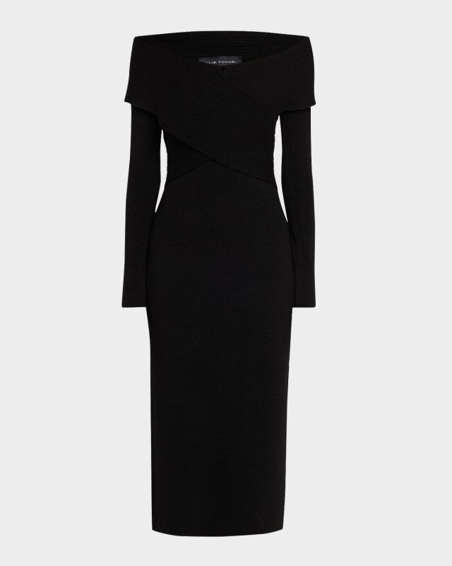 The Rowan Off-Shoulder Midi Sweater Dress