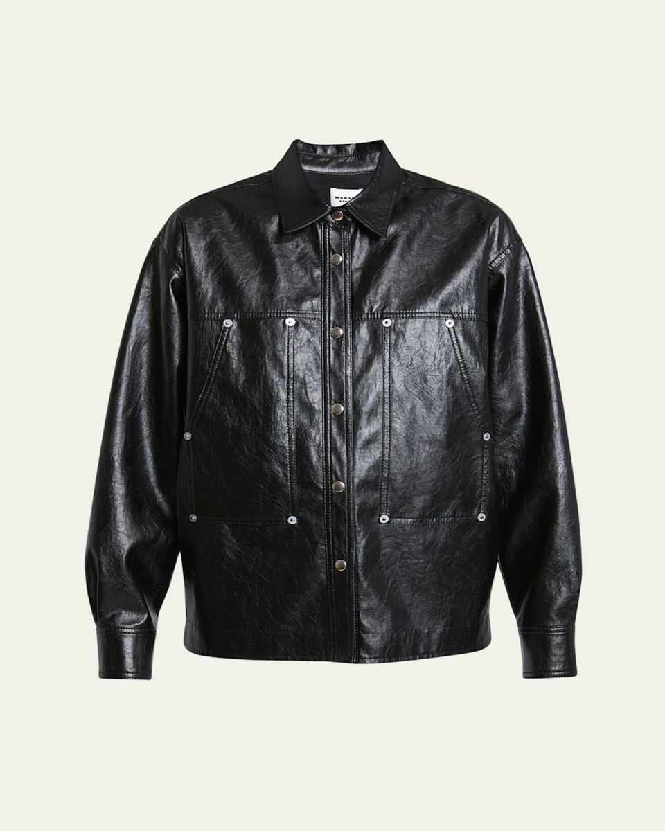 Abelia Faux Leather Shirt Jacket