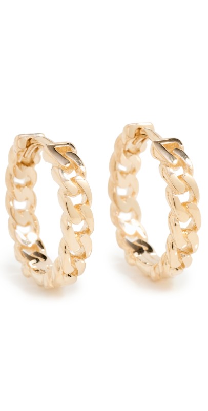 Zoe Chicco 14k Curb Chain Hinged Huggie Hoops Yellow Gold