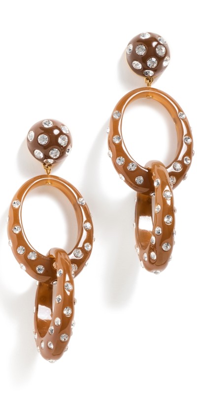 Lele Sadoughi Polka Dot Drop Double Hoop Earrings Rootbeer