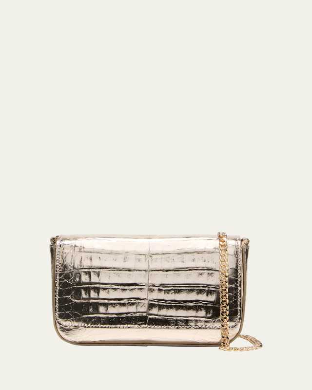 Violeta Metallic Crocodile Crossbody Bag