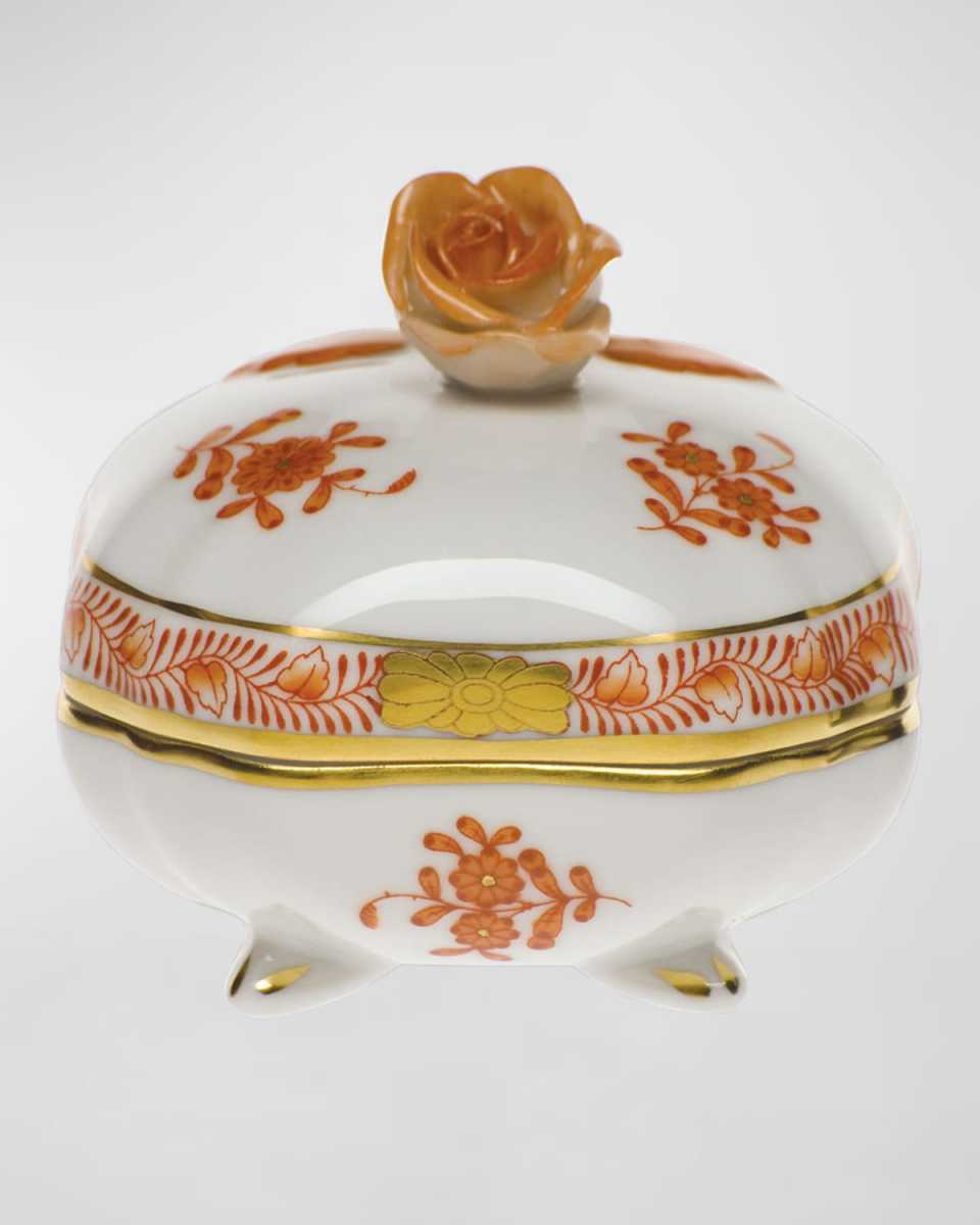 Chinese Bouquet Rust Covered Bonbon with Rose
