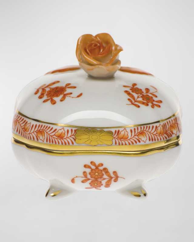 Chinese Bouquet Rust Covered Bonbon with Rose