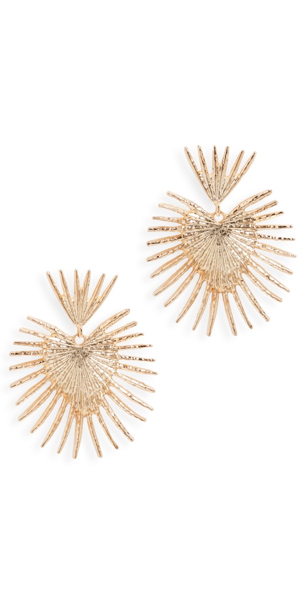 Kenneth Jay Lane Gold Fan Drop Post Earrings Gold