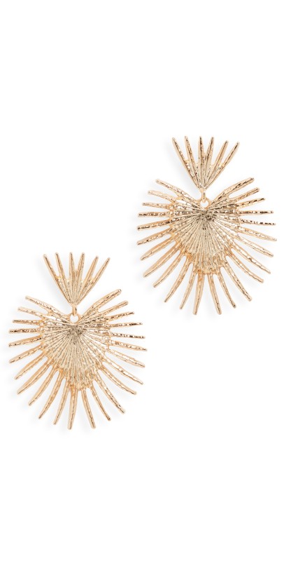 Kenneth Jay Lane Gold Fan Drop Post Earrings Gold
