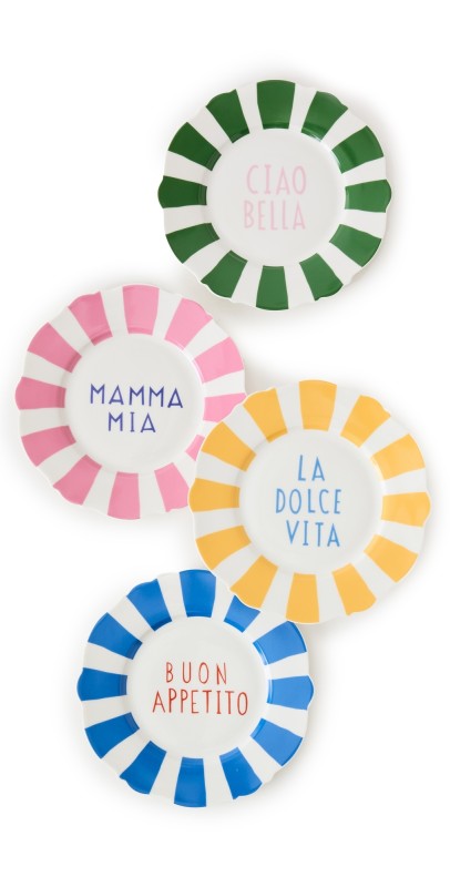 In The Roundhouse Italian Wave Side Plate Set of 4 Mult